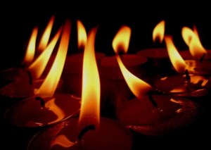 burning candles, like a heart