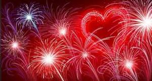 fireworks with heart