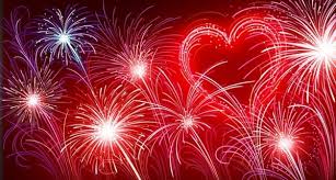 fireworks with heart